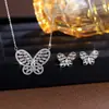 Joyería Árabe Cruzada de Oriente Medio para Mujer Set de Dos Piezas de Collar y Pendientes de Mariposa con Circonita Vestido de Novia Set de Lujo