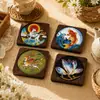 Posavasos de Esmalte Color Nogal Sin Filigrana, Juego Completo de Materiales para Productos Semi-Terminados Hechos a Mano DIY para Actividades de la Comunidad Qixi