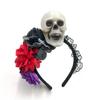 Diadema con simulación transfronteriza de rosas, tocado de calavera, diadema de terror, diadema de actuación para fiesta de Halloween, fábrica al por mayor