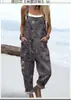 Ropa de mujer europea y americana de Amazon transfronteriza, verano, estampado digital 3D, con botones, tirantes, mono casual