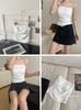 Chaleco plisado sin tirantes estilo coreano para mujer para llevar con protectores mamarios, Tops de chica hot con cuello de una línea, Tops tubulares para la parte inferior con espalda hermosa