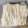 Pijama de Algodón Nube con Cuello Redondo al por Mayor para Mujer Otoño e Invierno Popular para Mujer 2025 Nuevo Ropa de Casa Traje de Pantalón de Manga Larga