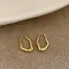 Pendientes de Aro Ovalados Geométricos de Plata S925 Estilo Coreano al por Mayor para Mujer, Pendientes de Aro Geométricos Ovalados de Nicho, Accesorios para Orejas Simples y de Moda