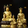 Decoración de latón del Bodhisattva Dizang sentado en loto latón Rey Dizang artesanía para el hogar decoración entrega de una sola pieza