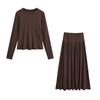 Vestido de manga larga Pure Wind Mist 2024Camiseta Plisado Falda larga de vuelo grande Top adelgazante Traje flexible con sentido Otoño de mujer