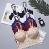 Top Tubinho de Renda Costas Abertas Tamanho Grande para Mulheres com Bojo, Anti-Exposição, Camisola Lingerie Estilo Francês
