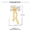 Colgante de corazón con lazo y hoja de cobre y circonita DIY para mujer, aretes de pentagrama con concha de perla, accesorios de joyería