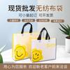 En stock, bolso de mano no tejido recubierto, bolsa de compras de tienda de ropa de dibujos animados, bolsa no tejida prensada en caliente, logotipo imprimible