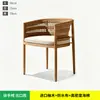 Sofá Nórdico para Exteriores Patio Villa Terraza de Jardín Muebles de Aleación de Aluminio Teak Ratán Set de Ocio