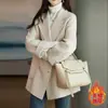Abrigo de Lana para Mujer 2025 Invierno Nueva Moda Estilo Coreano Corte Holgado Adelgazante Versátil Elegante Abrigo de Lana Básico Versátil