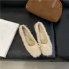 2025 Nuevo Estilo Otoño e Invierno Estilo de Noche Zapatos Planos de Piel con Lazo para Mujer Zapatos de una pierna tipo gorro Zapatos de Abuela Zapatos de Algodón