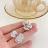 Pendientes Doble Amor de Zhao Rusi con Diseño de Celebridad de Internet Estilo Estrella Únicos Pendientes Doble Sombra de Amor para Mujer