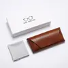 Set de Estuches para Gafas Especialmente Diseñado para Dropshipping, Incluye Bolsa Beige con Logo de Nube, Estuche de Cuero Negro para Gafas de Sol y Paño para Lentes al por Mayor