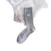 Calcetines de tubo para mujer con lazo bordado, color sólido, estilo simple ins, doble aguja sin costuras, calcetines para niña de rayas verticales apilados