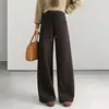 Pantalones de cachemira de pierna recta y pierna ancha a la moda para mujer, nuevo estilo otoño/invierno 2026, fluidos, holgados, casuales, versátiles, largos, modernos