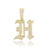 Joyería Dorada de Australia Capital Europea y Americana Antigua Colgante de 26 Letras Inglesas Fuente Edición Antigua Collar Completo de Circonita Hip-Hop para Hombres y Mujeres