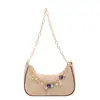 Bolso de Mano para Mujer 2026 Primavera Nuevo de Moda con Cadena de Perlas y Conchas, Tejido Versátil y Texturizado, Bolso de Hombro