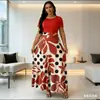 Vestido Novo Temu Amazon Transfronteiriço com Toque de Luxo, Decote V, Emagrecedor, Estampa Elegante, Fenda, Vestido de Verão Sexy para Mulheres