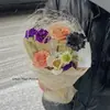 Día de San Valentín Chino Jardín Temático Papel de Cáñamo Flor de Papel Ramo Papel de Regalo Decoración Forrado con Papel de Material de Seda de Cáñamo Natural