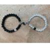 Pulseira de jade em pó fosco branco turquesa preto transfronteiriça nova fecho magnético de amor pulseira de casal contas de pedra coroa