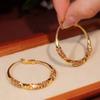 Pendientes 2024 Nuevo estilo alta calidad oro 14K únicos exagerados pendientes círculo grande estilo metálico caqui elegante mismo estilo adelgazante