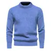 Suéter de Punto Grueso Casual Versátil de Color Sólido con Cuello Redondo para Hombre Otoño/Invierno