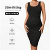 Vestido de Maternidad Bodycon sin Mangas Estilo Europeo y Americano Transfronterizo, Vestido Exterior de Maternidad para Otoño, Cuello Redondo, Cintura Cruzada, Corte Ajustado