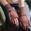 Elegante lã quente meio dedo luvas feminino dedo aberto dedo tela sensível ao toque outono e inverno padrão de peixe de malha escritório escrita Palma pulseira
