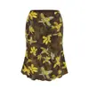 Falda de Lazo Floral Estilo Pintura al Óleo de Verano, Nueva Falda Midi de Verano de Cintura Alta Adelgazante Estilo Vacaciones Falda de Cola de Pez para Mujer