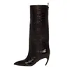Nuevos zapatos de mujer de comercio exterior: botas de punta recta de longitud media, talla grande, tacón fino, botas tipo pantalón para mujer