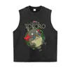 Directo del fabricante: Camiseta de manga corta desgastada, estampado floral inspirado en anime japonés, holgada, hombros caídos, moderna, top de manga corta holgado