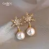 Pendientes de Perlas de Imitación Estilo Barroco de Gama Alta Pendientes de Diamantes Destellantes con Lazo de Nicho Lujo Accesible Pendientes Nuevo Estilo Caliente 2025