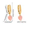 Nuevos pendientes de moda europeos y americanos de titanio rígido en forma de U con cerámica de corazón para mujer, estilo chica francesa, pendientes de moda urbana