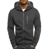Comércio Exterior Transfronteiriço Masculino Europeu e Americano Primavera e Outono Esportivo e Lazer Fitness Solto Zíper Cor Sólida Moletom Cardigan com Capuz Masculino