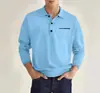 Camisa polo de manga larga para hombre de otoño, corte holgado, estilo casual, marca de moda, con bolsillos, colección de otoño, top con cuello