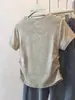 Camiseta Tie-Dye Cinza de Manga Curta para Mulheres, Novo Estilo de Verão, Tamanho Grande, Esconde a Barriga, Emagrecimento, Top Curto de Meia Manga
