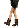 Botas de tornozelo estilo coreano com fivela para mulheres, novo estilo de feriado outono 2026, botas versáteis para motocicleta com saltos grossos, botas da moda