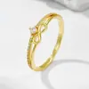 Anillo de Plata de Ley S925 con Símbolo de Infinito y Forma de Número 8 de la Suerte para Mujer, Venta Caliente de Comercio Exterior Transfronterizo, Anillo Sencillo y de Moda Estilo Europeo y Americano Incrustado con Diamantes