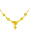 Set de Cadena con Flor Chapada en Oro de Vietnam Joyería Chapada en Oro Collar de Ciruelo Collar de Flor de Cerezo Regalo de Boda para Novia