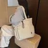 Bolsa tote de nylon com cordão e múltiplos bolsos, grande capacidade, adequada para o trajeto diário, leve, casual, para estudantes, e pode ser carregada na mão.