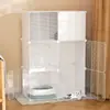 Jaula para Gatos para Uso en Casa, Interior, Puede Albergar una Caja de Arena para Gatos, Casa para Gatos, Espacio Grande para Gatos, Nido para Gatos en Balcón, Ensamblaje de Tres Niveles
