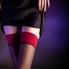 Medias Negras Largas de Seda con Borde Rojo Antidesgarros de Verano Finas Hasta la Rodilla Hasta el Muslo Medias Negras Brillantes con Borde Rojo