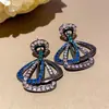 Brincos de Flor com Cravação de Diamantes, Agulha de Prata Esmeralda, Luxo Leve, Alto Padrão, Brincos Requintados, Brincos de Moda Feminina, Design de Nicho