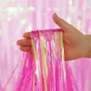 Cortina de chuva de seda de 2,3 mm, painel de fundo para festa de aniversário, fita de franja para decoração de palco, tiras decorativas para cortina de porta de casa
