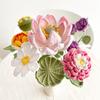Ramo de flores de simulación tejidas a crochet, flor de loto, peonía, adorno de escritorio para el hogar, flor preservada, flor tejida, producto terminado, venta al por mayor