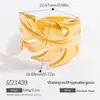 Anillo de Luz Abierto de Acero de Titanio Europeo y Americano Anillo de Dedo Hoja de Lujo de Alta Sensación Chapado en Oro de 18K Anillo de Acero Inoxidable Anillo Transfronterizo
