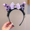 Diadema Kulomi para niños, diadema antideslizante para mujer, lindos accesorios para el cabello Sanrio, lazo de malla para niña, tocado de tarjeta para el cabello