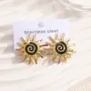 Pendientes de girasol de esmalte de colores de estilo bohemio de nuevo estilo transfronterizos, pendientes retro de acero inoxidable en espiral y accesorios para orejas