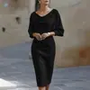 Vestido Feminino Longo 2026 Estilo Novo Europeu e Americano Transfronteiriço Manga Morcego Plissada Comprimento Médio Emagrecedor Cobrindo Defeitos Para Trabalho Férias