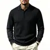 2026 Nuevo Suéter de Punto Acanalado para Hombre de Talla Grande Otoño/Invierno Transfronterizo con Cuello de Solapa, Ropa de Punto Casual, Camisa Básica de Moda